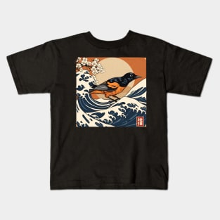 Vintage Baltimore Orioles - Oriole Bird in Great Wave Orchard Oriole Bird Kids T-Shirt